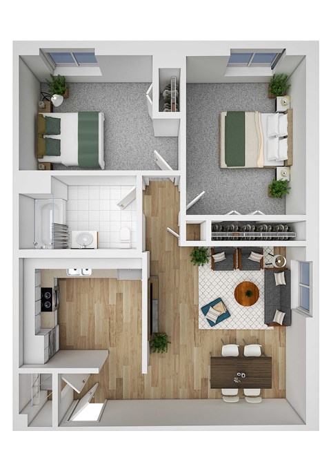 Two Bedroom North Stoughton Floorplan. at North Stoughton Village, Massachusetts